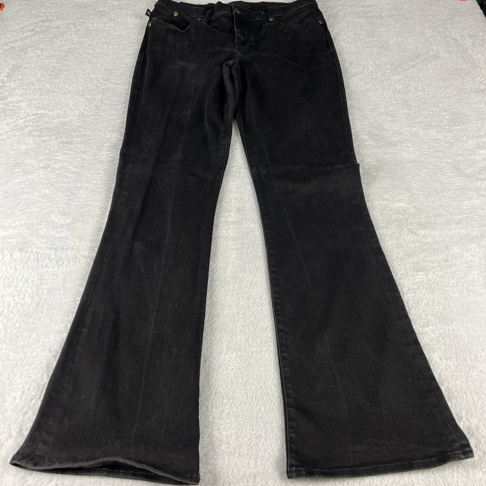Rock & Republic Women's 12 Kendra Curvy Bootcut‎ Flare Black Gold Hardware Denim